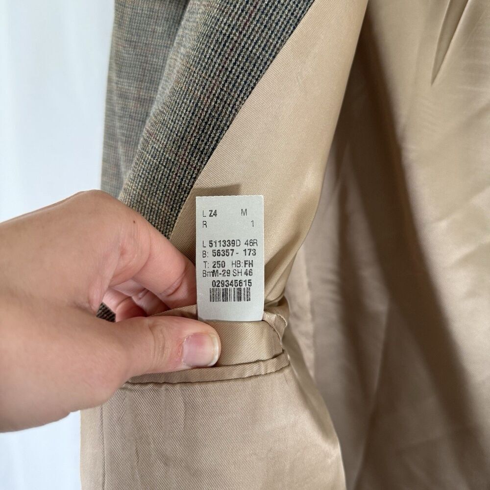 Lauren Ralph Lauren Silk Wool Blazer Men 46R Beige Inside Pockets 3 Button Front - Picture 8 of 12